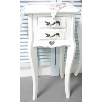 Bedside Table with 2 Drawers Vintage Bedroom Furniture- Cut Out Heart Design My Sweet Valentine
